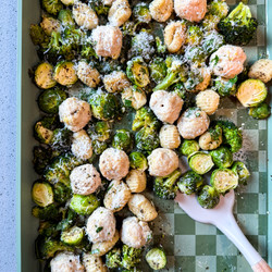Lemon Garlic Sheet Pan Gnocchi With Chicken Meatballs