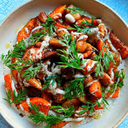 Carrot &amp; Crispy White Beans With Quinoa And Tahini Dressing