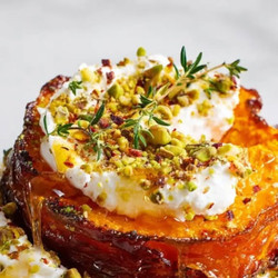 Crispy Smashed Sweet Potatoes With Whipped Feta &amp; Hot Honey