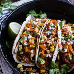 Easy Chicken Fajitas With Cheesy Enchilada Rice + Tex-mex Special Sauce.