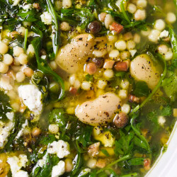 S'erbuzzu, Sardinian Herb Soup With Fregola And White Beans