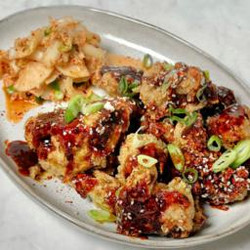 Korean Fried Turkey And Cauliflower With Kimchi