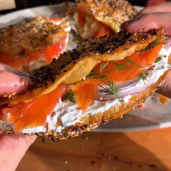 Crispy Rice Paper Smoked Salmon Sandwich