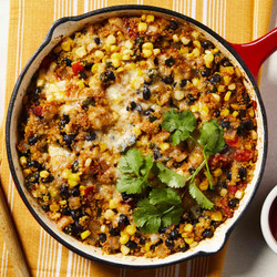 Cheesy Black Bean &amp; Quinoa Skillet Casserole