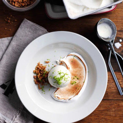 Frozen Lime Yoghurt With Crack Crumble And Toasted Meringue