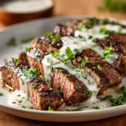 Juicy Steak With Creamy Garlic Sauce