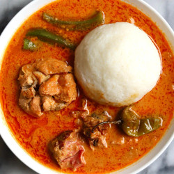 Ghanaian Groundnut Soup With Rice Balls