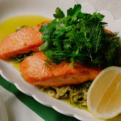Grilled Salmon With Slow-cooked Zucchini