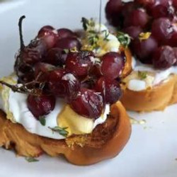 Roasted Grapes On Ricotta Toasts