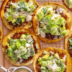 Crispy Chicken Caesar Salad Smash Tacos