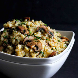 Toasted Brown Rice With Mushrooms &amp; Thyme Recipe