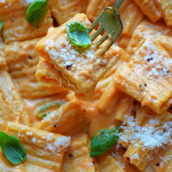 Roasted Cherry Tomato, Garlic &amp; Whipped Ricotta Paccheri