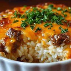 Savory Beef And Rice Bake With Cheddar Melt