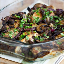 Pan-Roasted Chicken Thighs w/ Mushrooms, Onions &amp; Rosemary