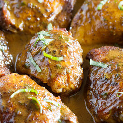 Thirteen Spice Skillet Chicken Thighs With Creme Fraiche