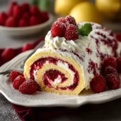 Lemon Raspberry Velvet Roll Cake