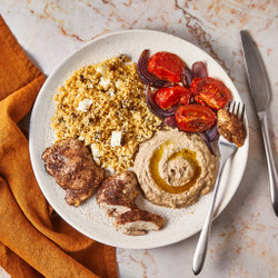 Aubergine Baba Ganoush With Sumac Chicken &amp; Feta Couscous