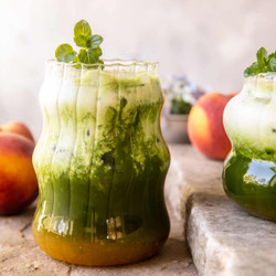 Iced Peach Lemonade Matcha Latte