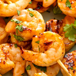 Sweet &amp; Sticky Grilled Shrimp Skewers