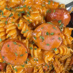 One Pan Cheesy Kielbasa Pasta