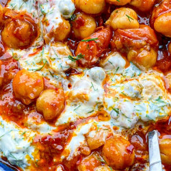 Chickpea, Tomato + Harissa Stew With Herby Yoghurt