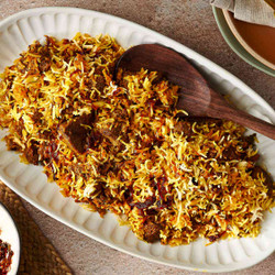 Lamb Biryani With Saffron, Yogurt, And Caramelized Onions