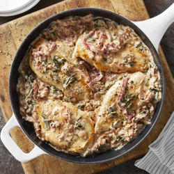 Chicken Cutlets With Creamy Spinach &amp; Roasted Red Pepper Sauce