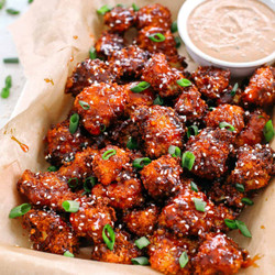 Sticky Honey Garlic Cauliflower Wings