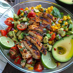 🌽 Cajun Lime Chicken Avocado Corn Salad
