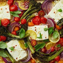 Sheet-pan Baked Feta With Broccolini, Tomatoes And Lemon