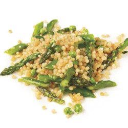 Israeli Couscous With Asparagus, Peas, And Sugar Snaps