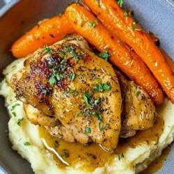 Garlic Herb Chicken With Creamy Mash &amp; Roasted Carrots