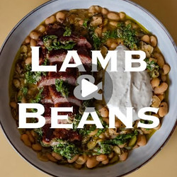 Lamb Steak With Courgette Beans, Cumin Garlic Yoghurt And A Salsa Verde