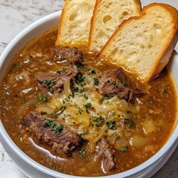 French Onion Beef Short Rib Soup