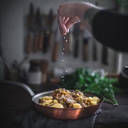 Chestnut Brown Butter Potatoes With Caramelized Leeks