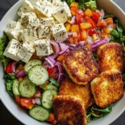 Crispy Halloumi Greek Power Bowl Recipe