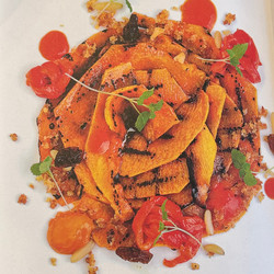Grilled pumpkin and pepper sauce