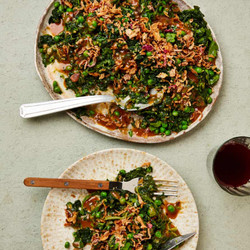 Yotam Ottolenghi’s ‘strange flavour’ spinach and peas.