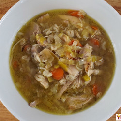 Slow Cooker Chicken , Leek, And Barley Soup