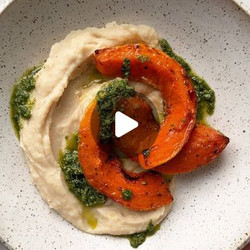 Roasted Squash With Butter Bean Mash + Sage Pesto