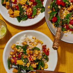 Thai-style Corn, Bean And Smoked Tofu Salad With Rice