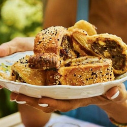 Lamb, Apricot, and Feta Sausage Rolls