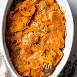 Sweet Potato &amp; Sausage Gratin with Thyme