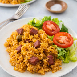 Locrio De Salami (dominican Rice With Salami)