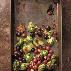 Roasted Brussels Sprouts And Grapes With Walnuts