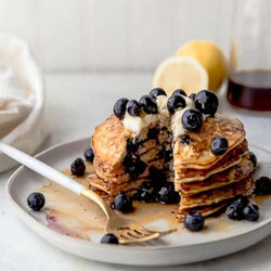 Lemon Blueberry Cottage Cheese Pancakes
