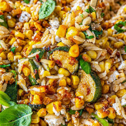 Roasted Corn Orzo (with Zucchini And Feta)