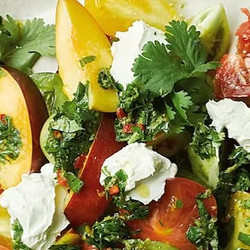 Nectarines And Tomatoes With Labneh And Chermoula