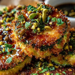 Pistachio-crusted Zucchini Rounds With Lemon Honey Drizzle