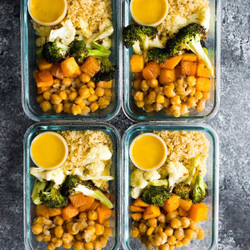 Vegan Roasted Vegetable Meal Prep With Turmeric Tahini Sauce
